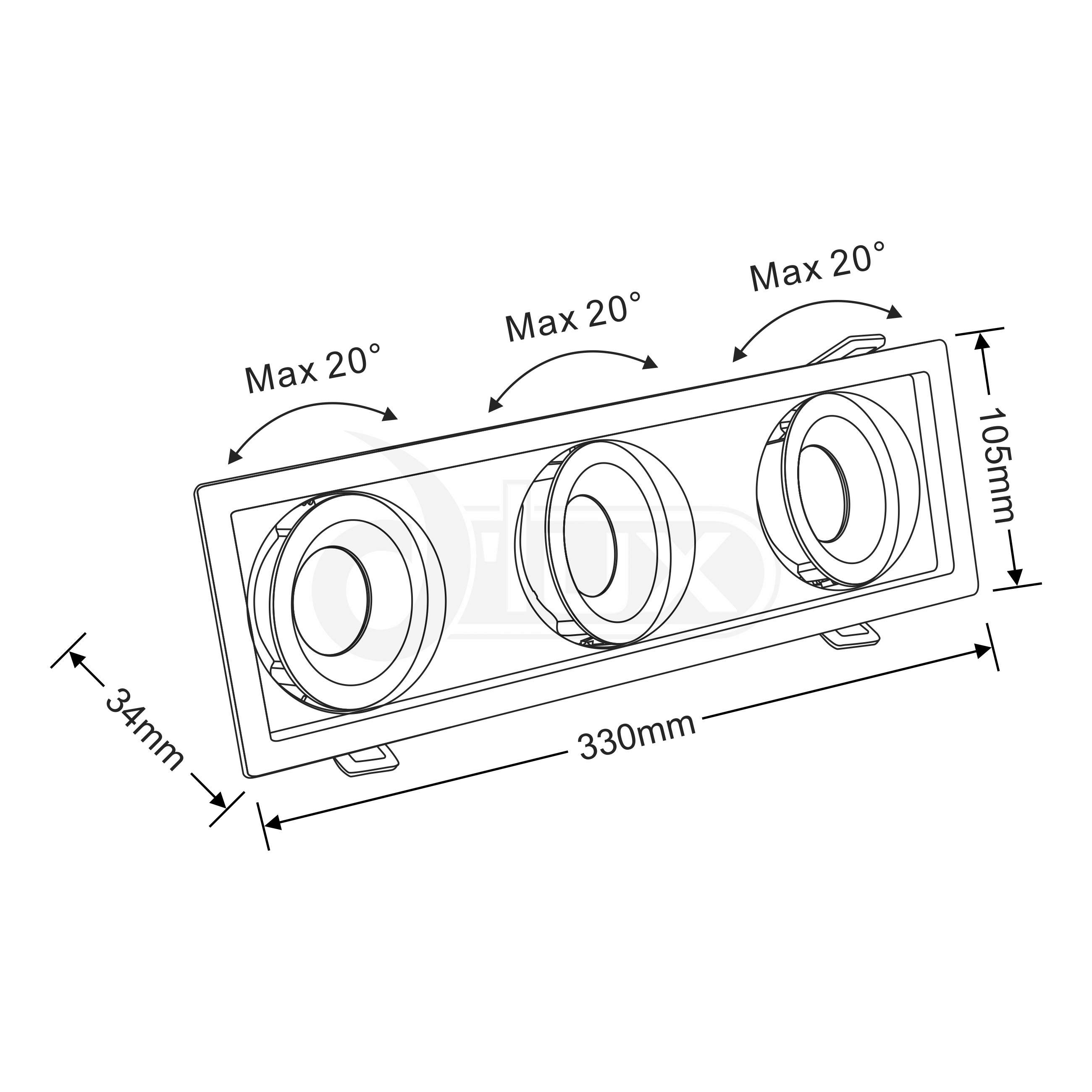 BEZZ 12-3 Recessed Ceiling Luminaires Dlux Multi-Head Recess Ceiling